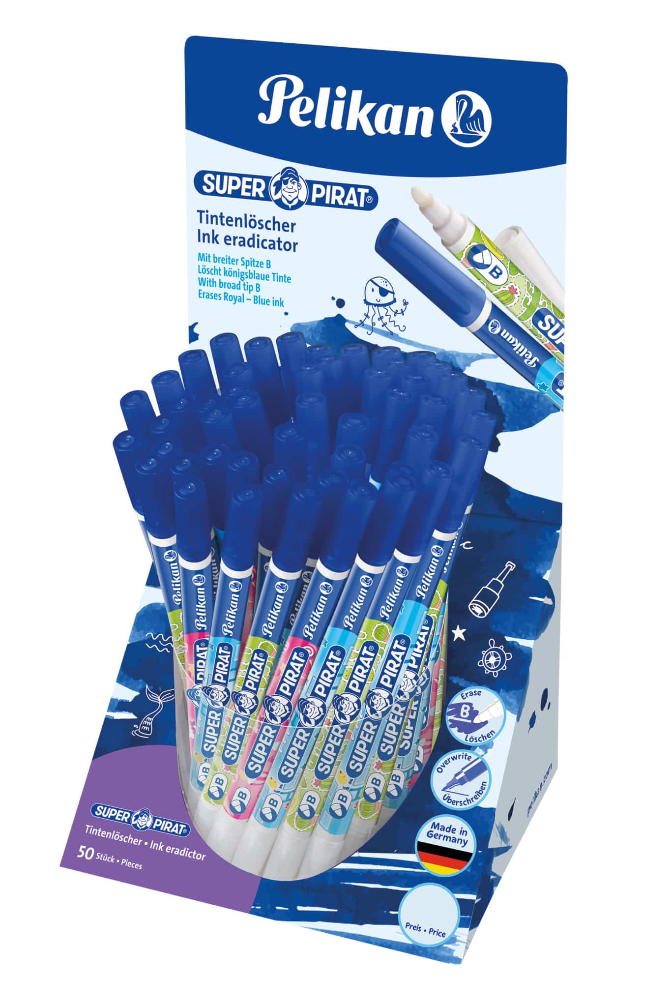 Ink eradicator Super Pirat Display with 50 pieces B Pelikan Shop